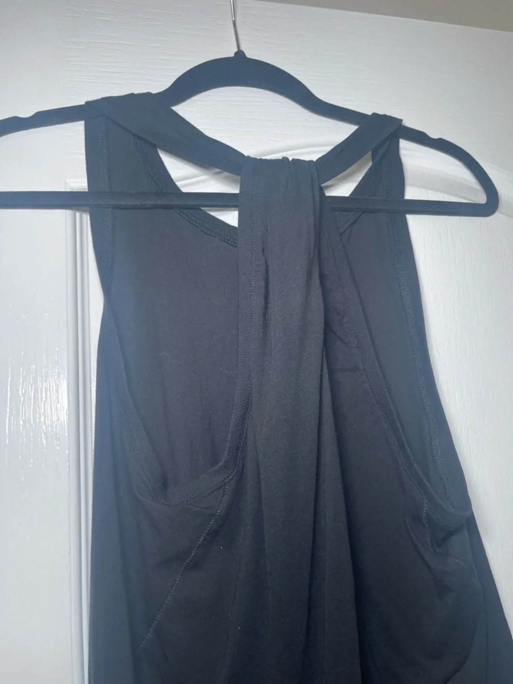 By Anthropologie Black Draped Knot Racerback Tank Top Sleeveless Size Small - Picture 4 of 14